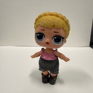 L.O.L. Surprise! Blonde Glitter Doll with Pink Top and Gray Skirt